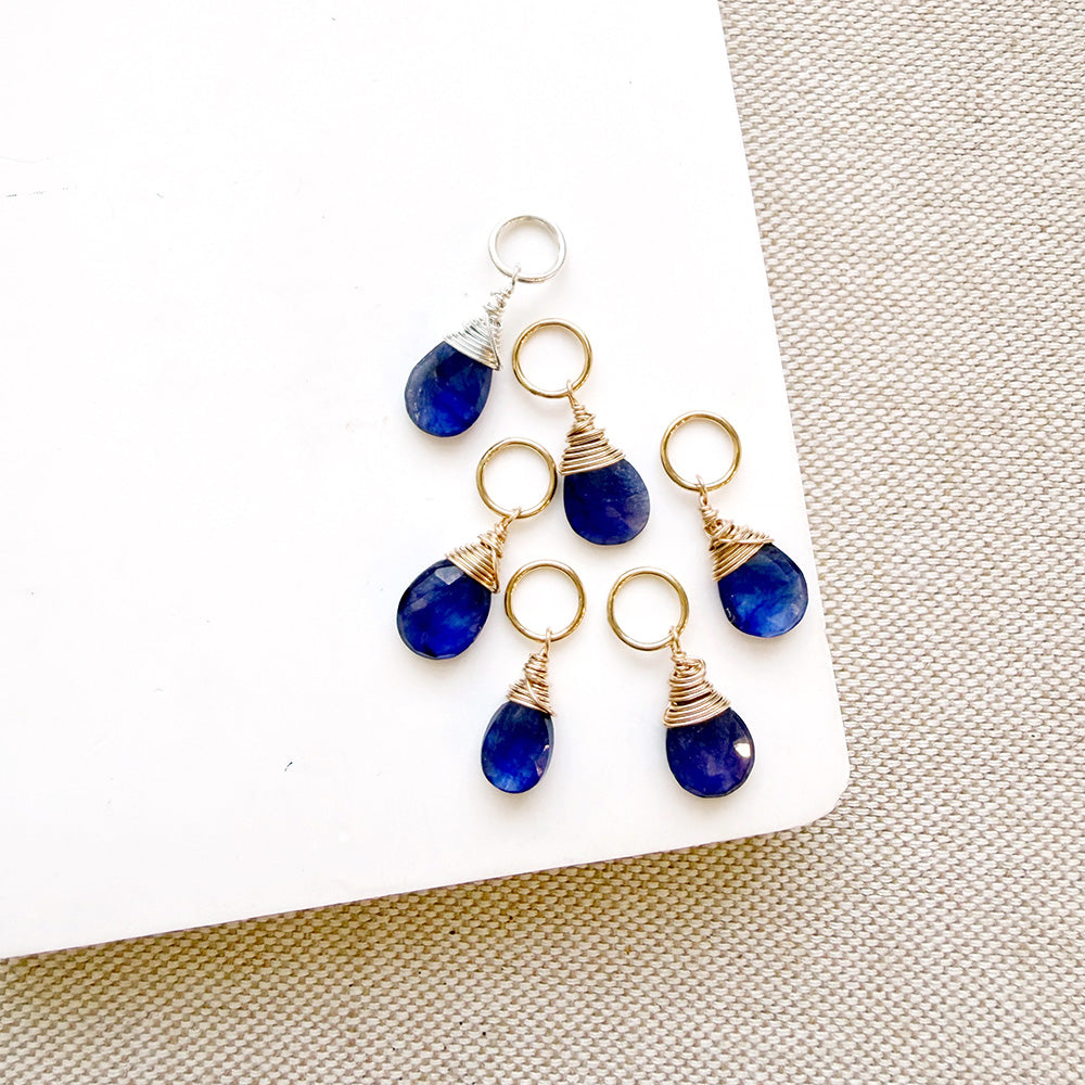 Teardrop shaped sapphire gemstone charms