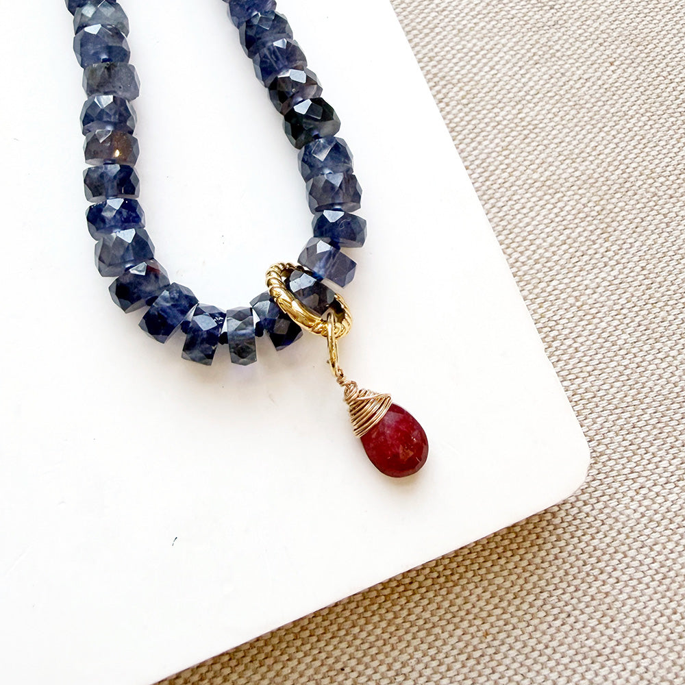 Ruby teardrop charms