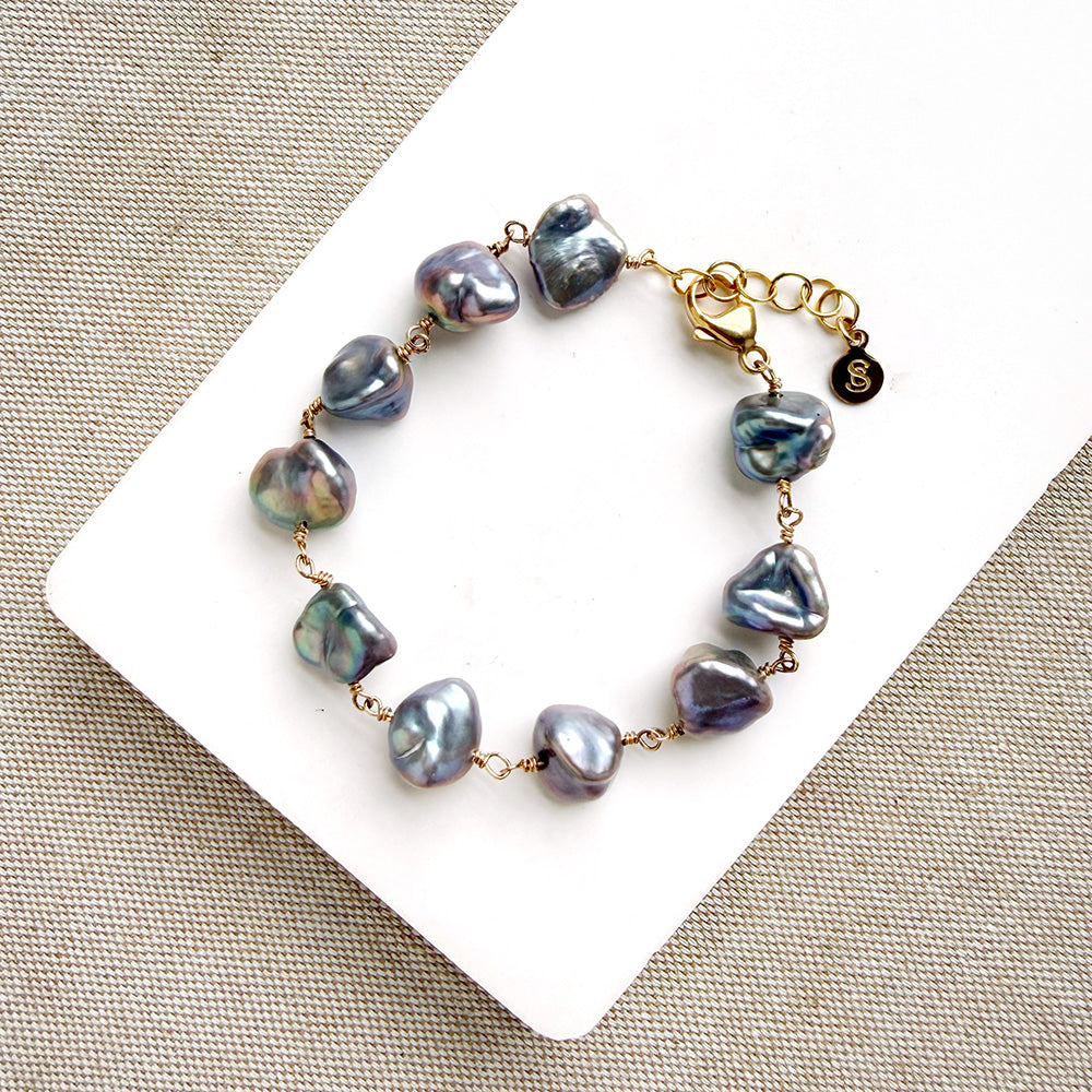 Silver pearl bracelet