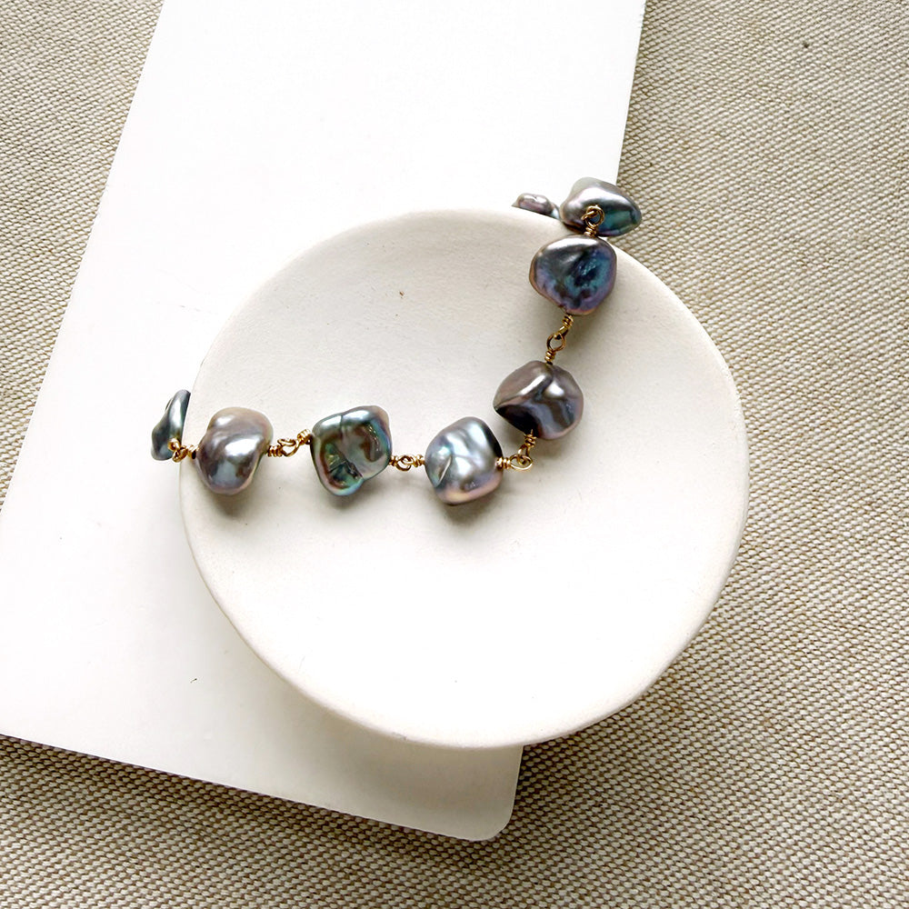 Silver pearl bracelet