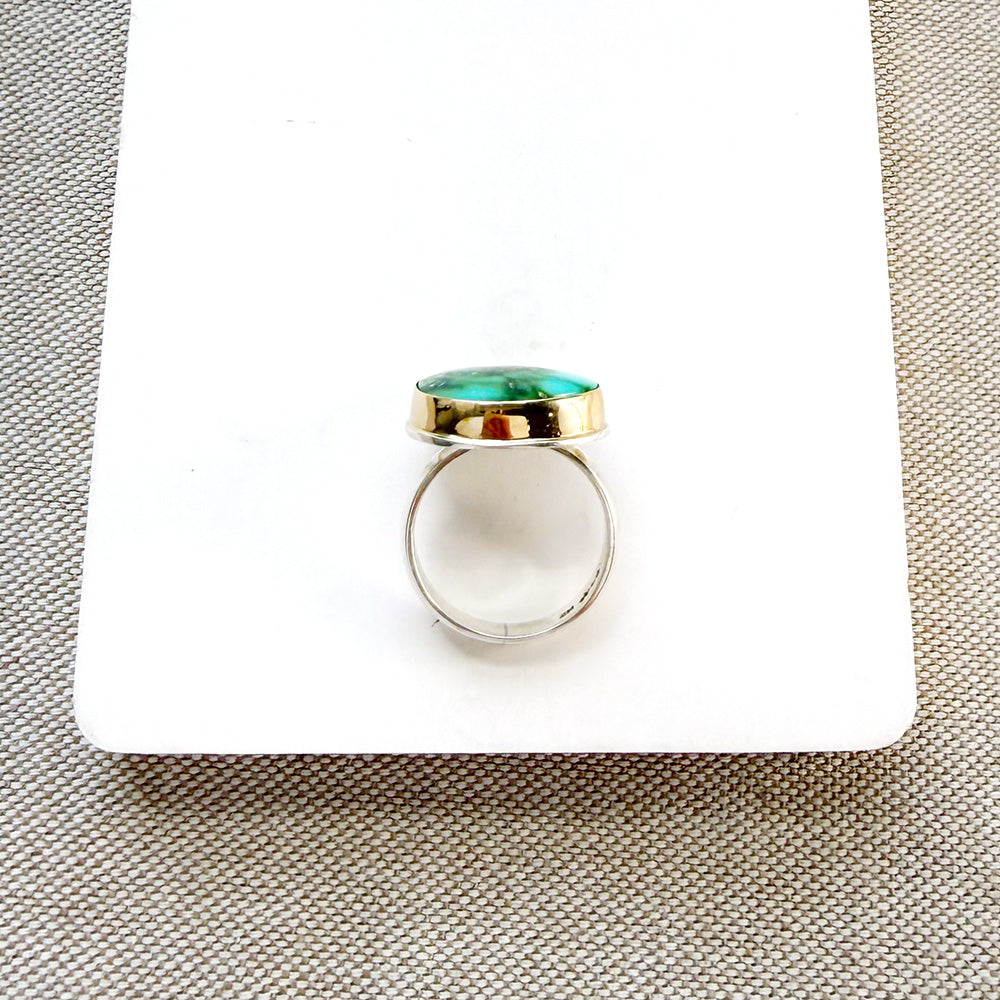 Sonoran Turquoise mixed metal ring on a white background