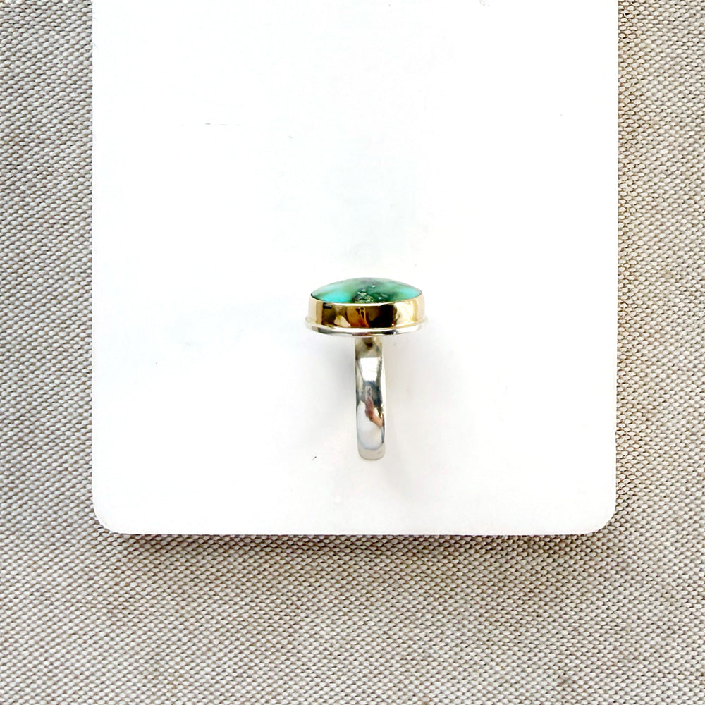 Sonoran Turquoise mixed metal ring on a white background