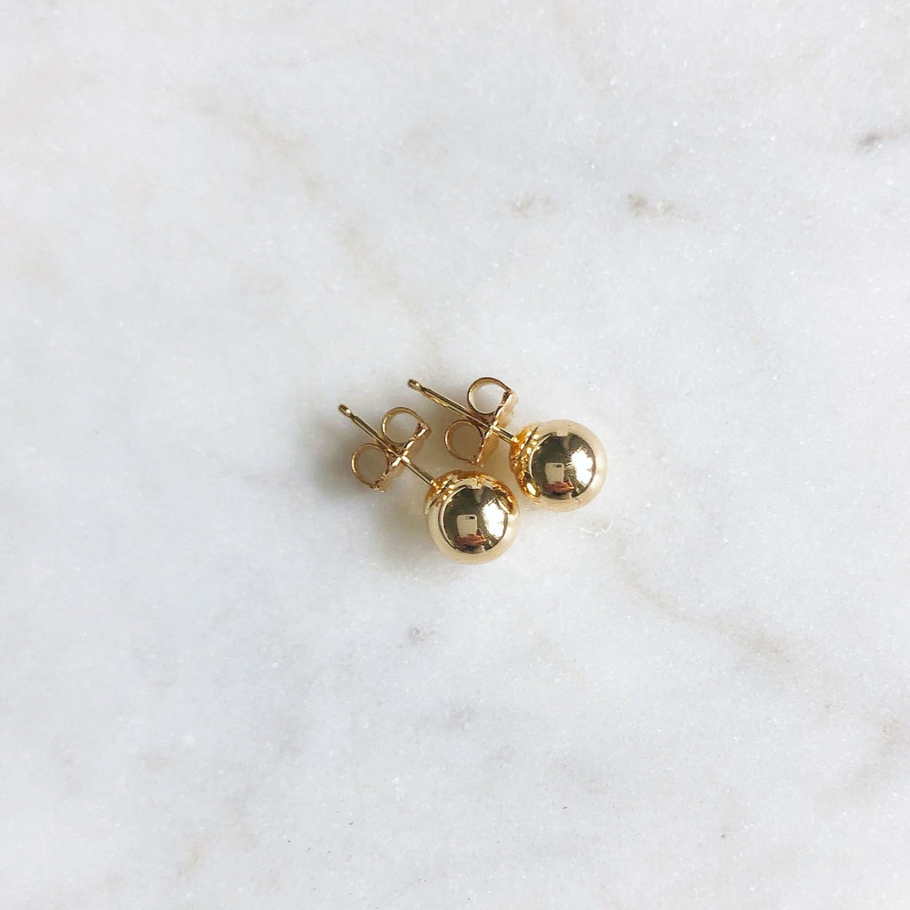Gold ball stud earrings. Diana Ball Studs by Sarah Cornwell Jewelry