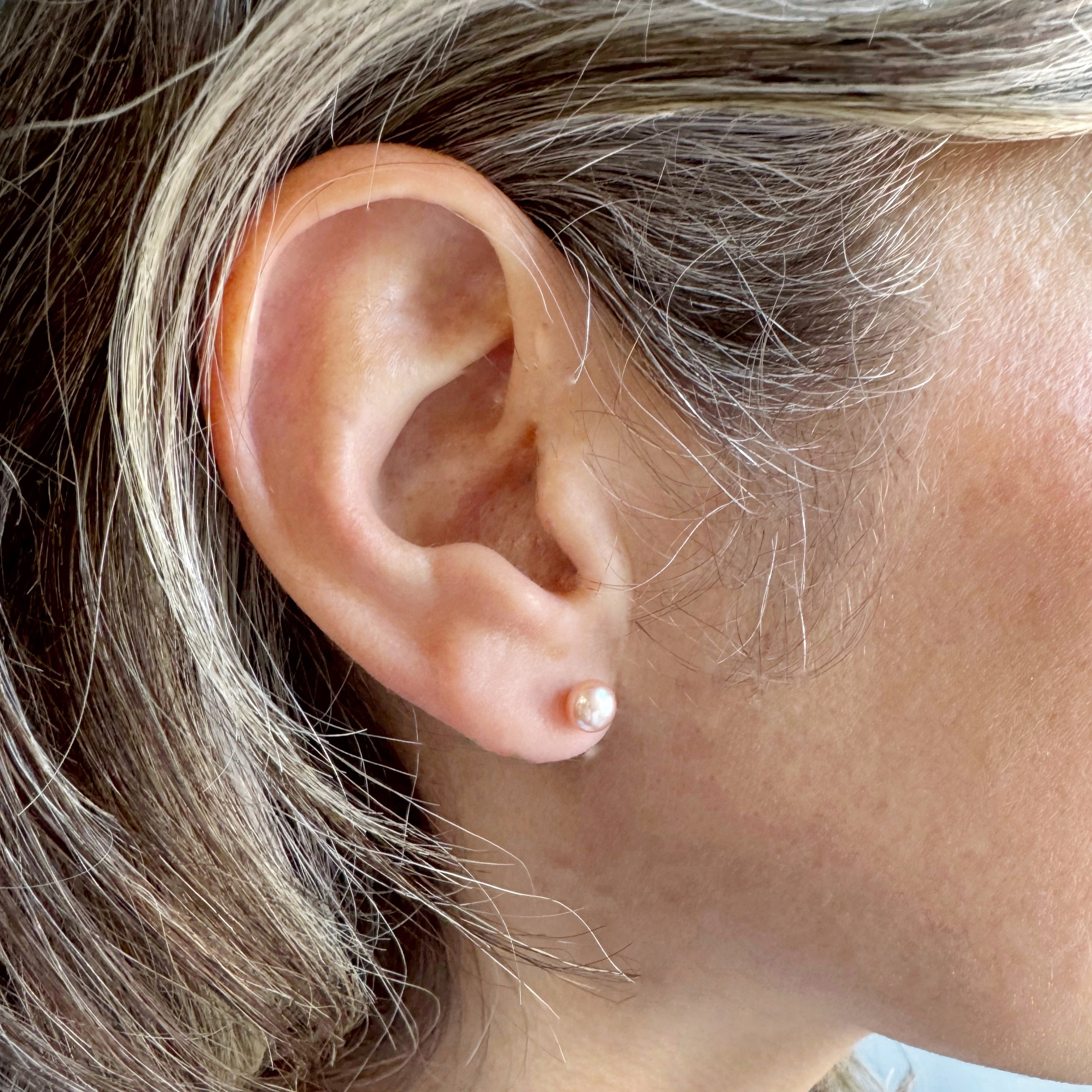 Versatile Elegant Everyday Modern White Keshi Pearl Stud Earrings