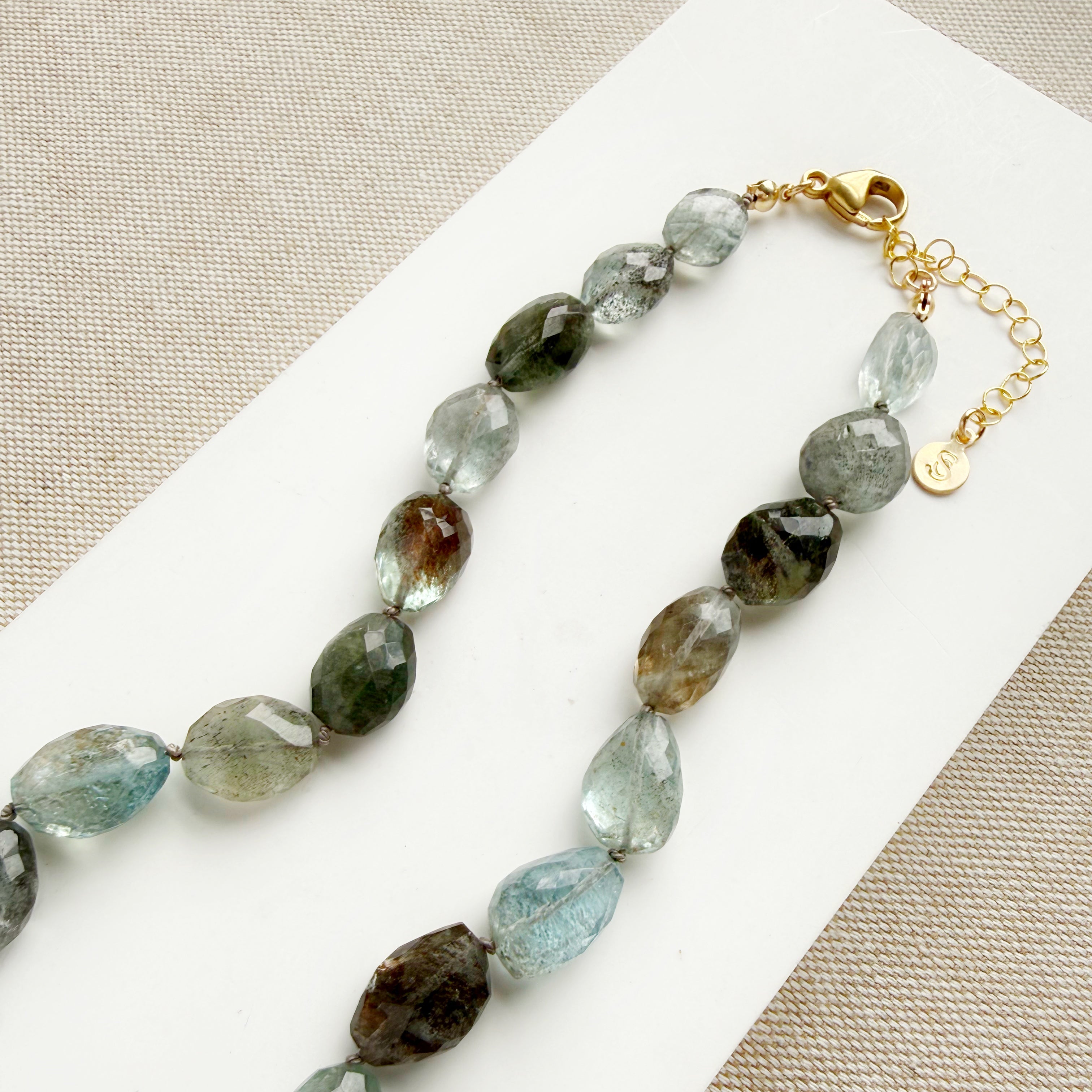 Close up of necklace clasp and extender