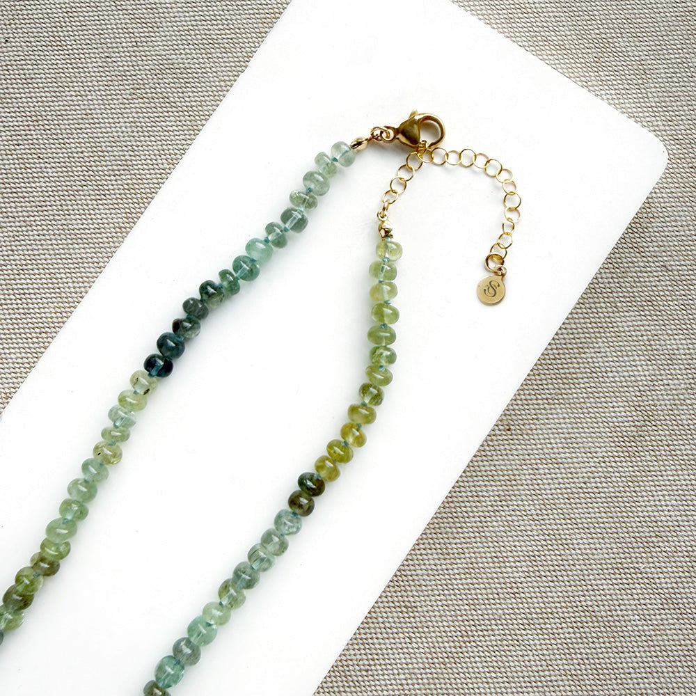 Eucalyptus Moss Aquamarine Knotted Necklace – Sarah Cornwell Jewelry