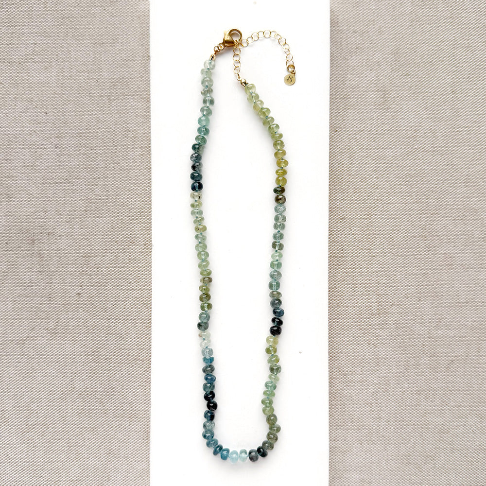 Eucalyptus Moss Aquamarine Knotted Necklace – Sarah Cornwell Jewelry