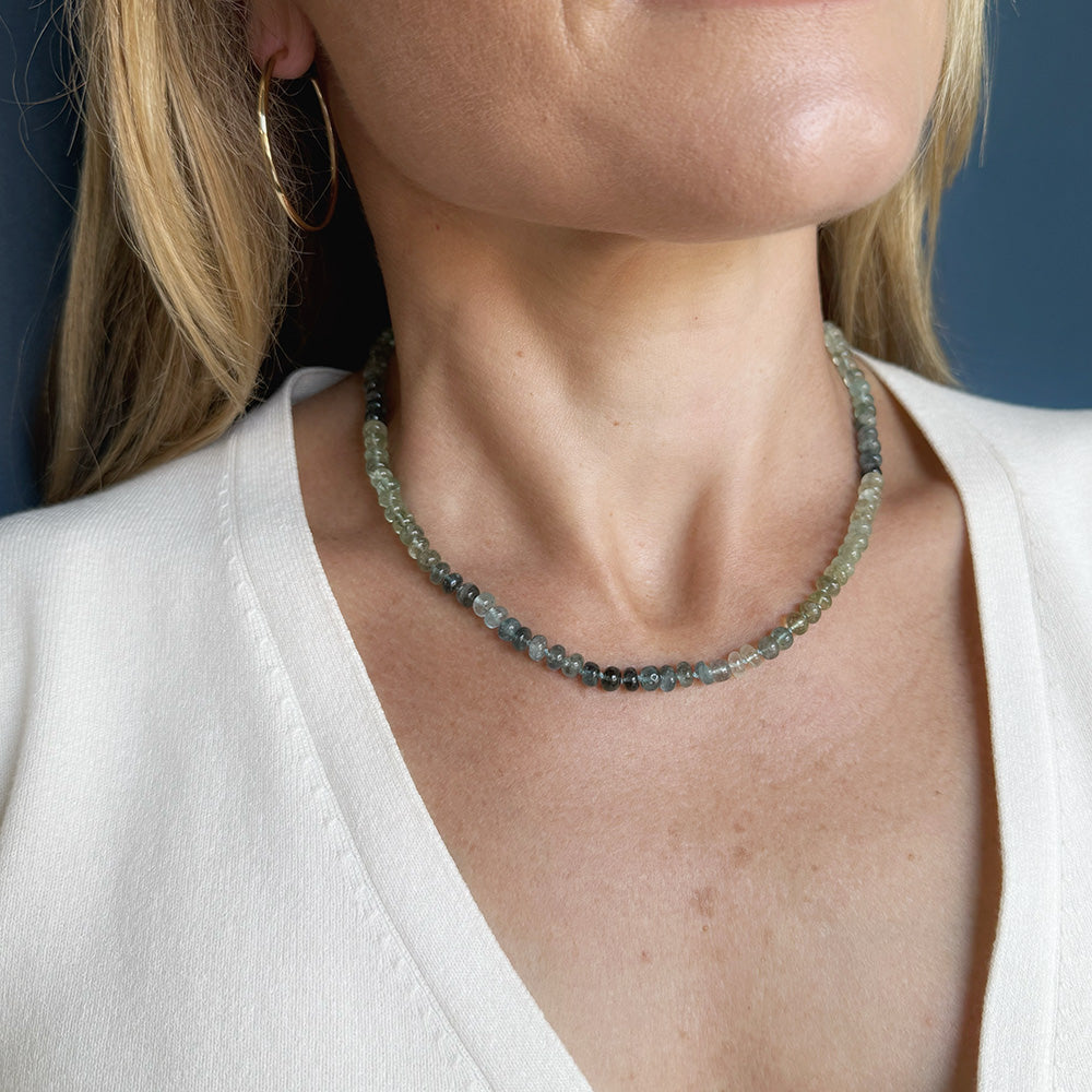 Eucalyptus Moss Aquamarine Knotted Necklace – Sarah Cornwell Jewelry