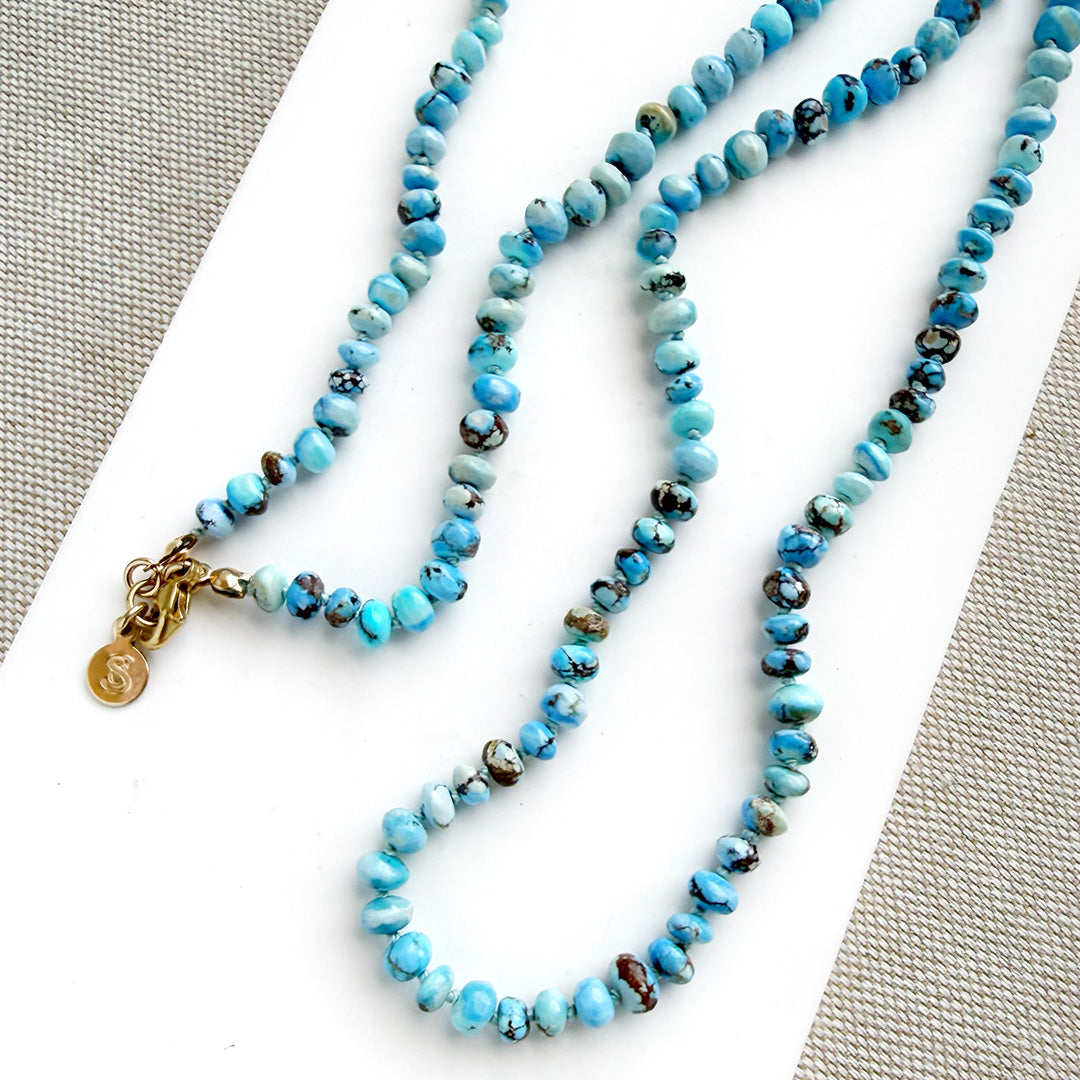 Opera Strand 4mm Golden Hills Turquoise Silk Knotted Necklace