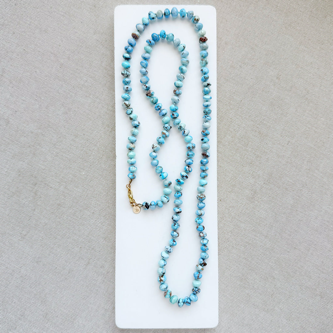 Opera Strand 7mm Golden Hills Turquoise Silk Knotted Necklace