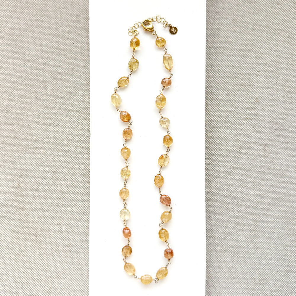 Imperial Topaz necklace on a white background