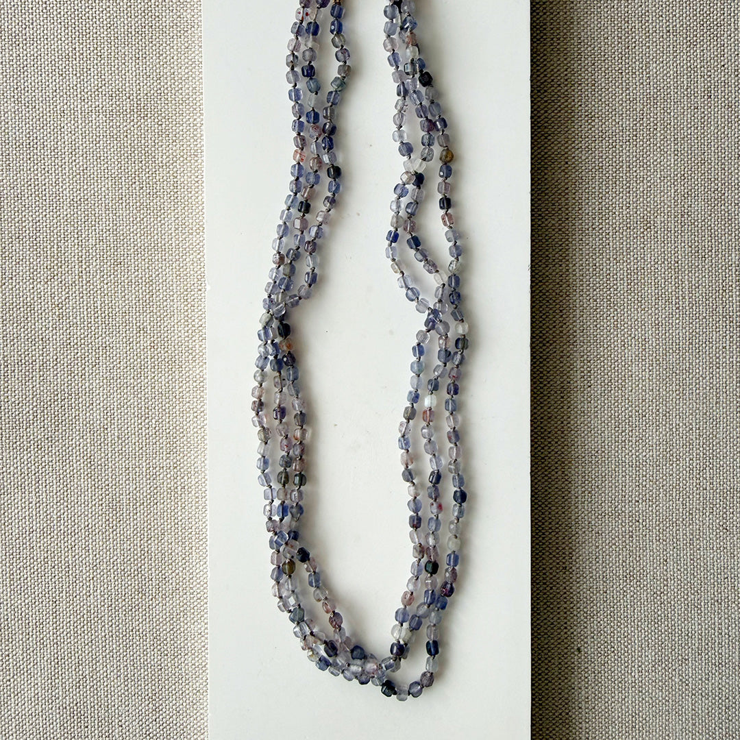 Iolite knotted necklace in shades of purple and gray