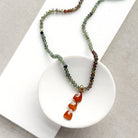 Sapphire Knotted Necklace with Hessonite Garnet pendant