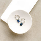 Silver hoop earrings with blue kyanite gemstone drop