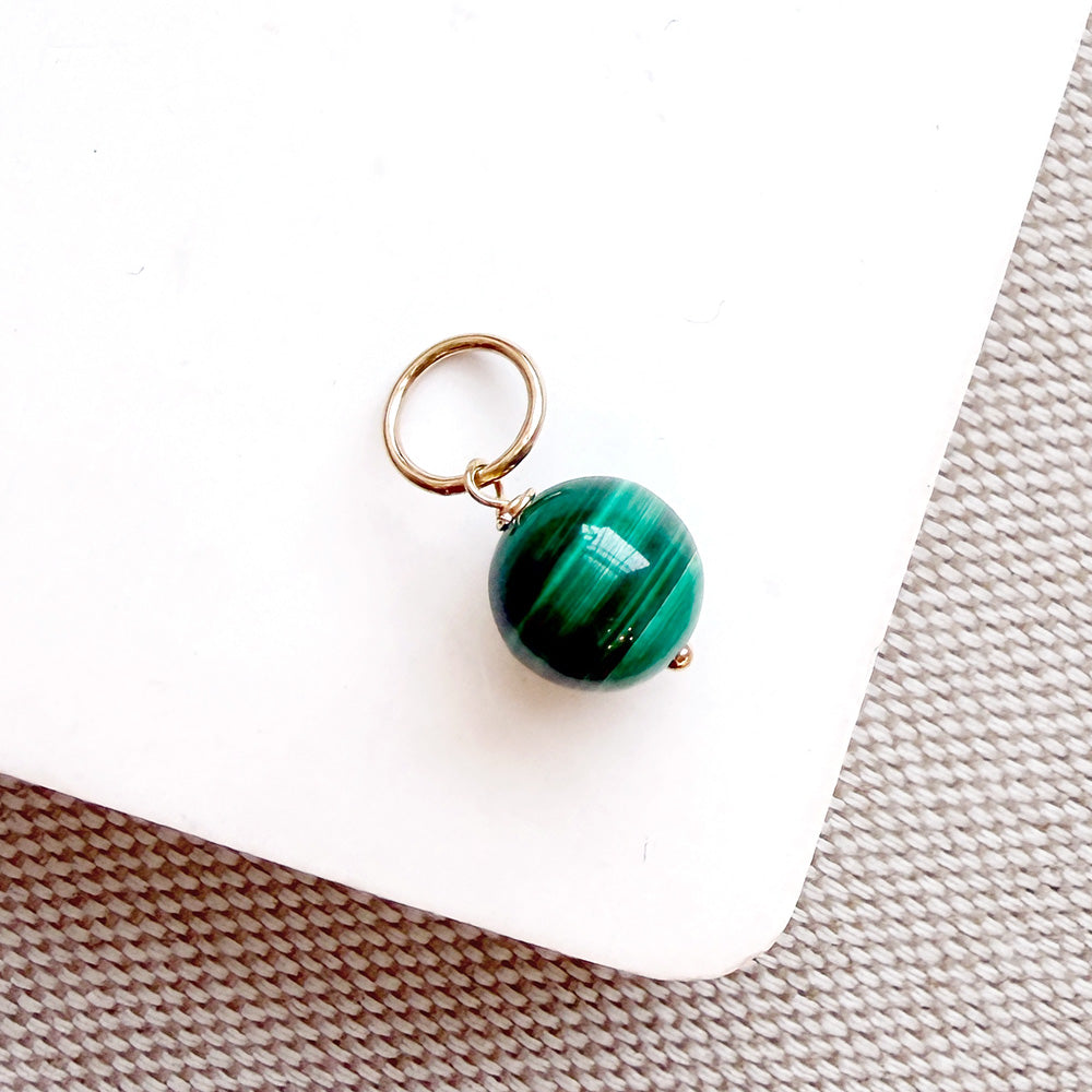 Small round malachite gem charm