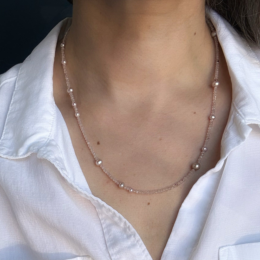 Option 2 worn as a Necklace by a person with a white shirt