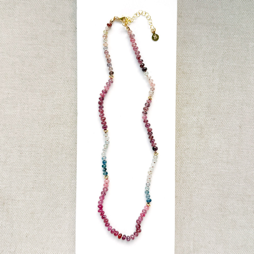 Smooth Cut Sapphire and Gold Necklace 4-5mm