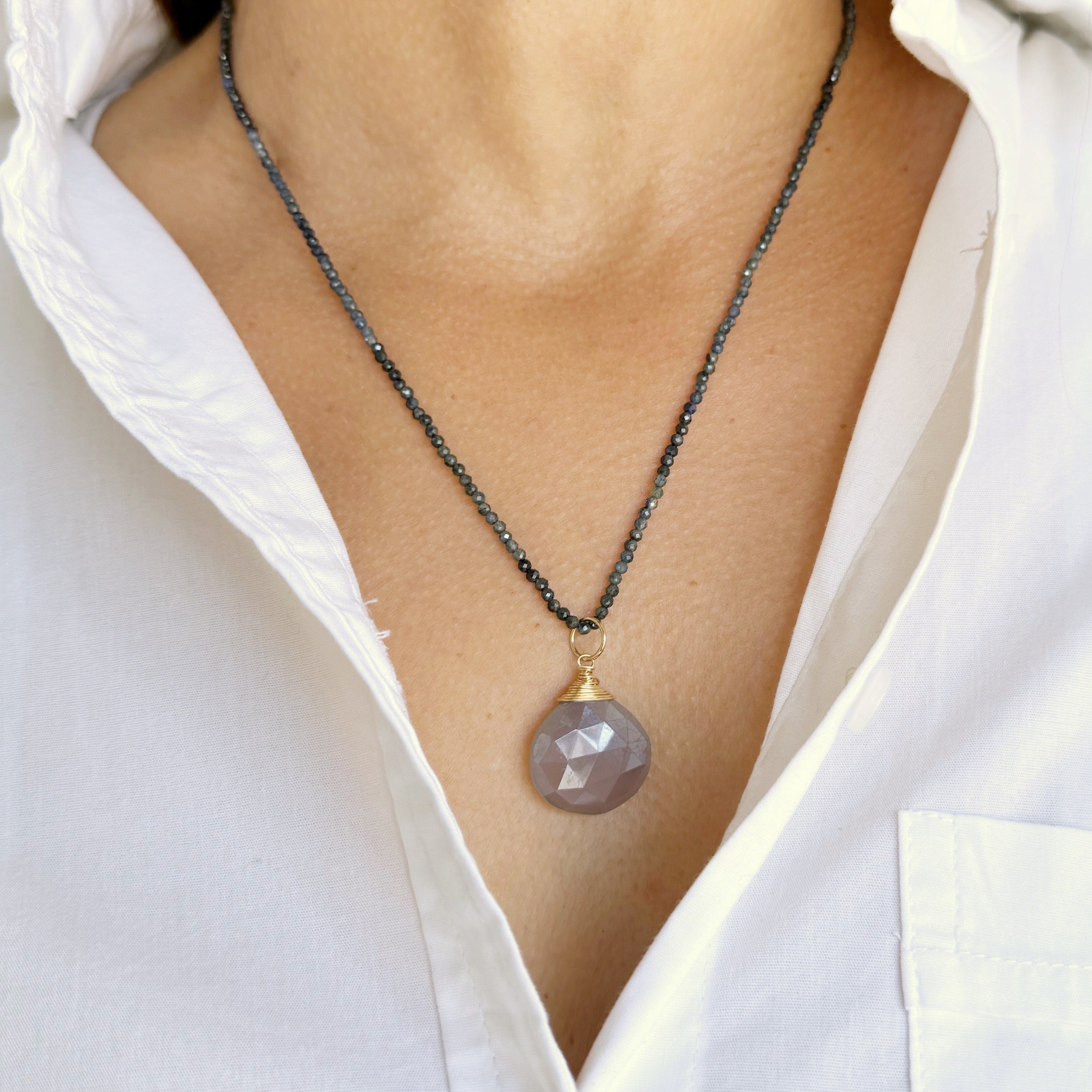 Illuminating gray outlets moonstone necklace