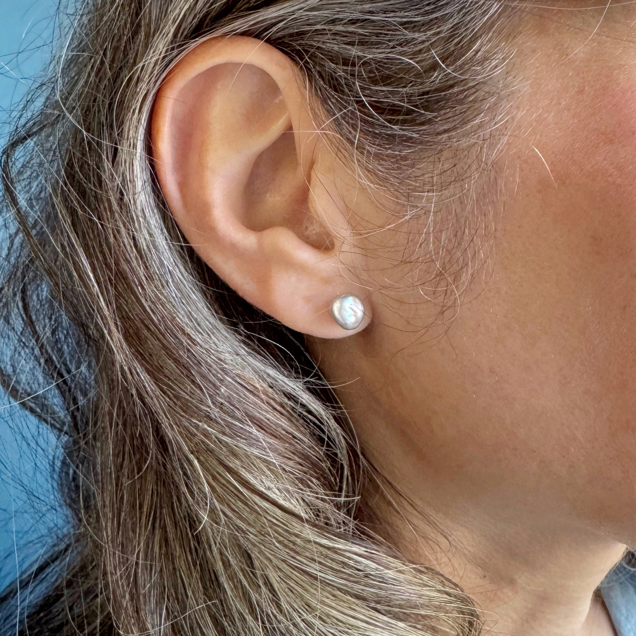 Versatile Elegant Everyday Modern White Keshi Pearl Stud Earrings