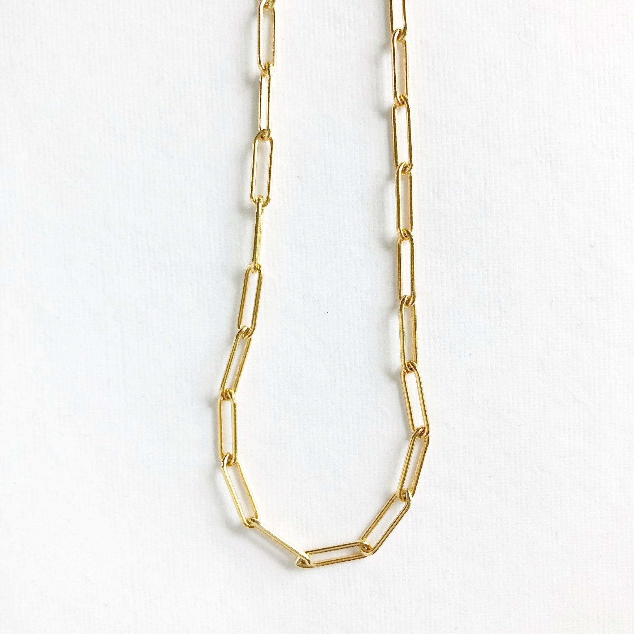 Gold chunky large link paperclip chain layering necklace. Charleston Necklace by Sarah Cornwell Jewelry