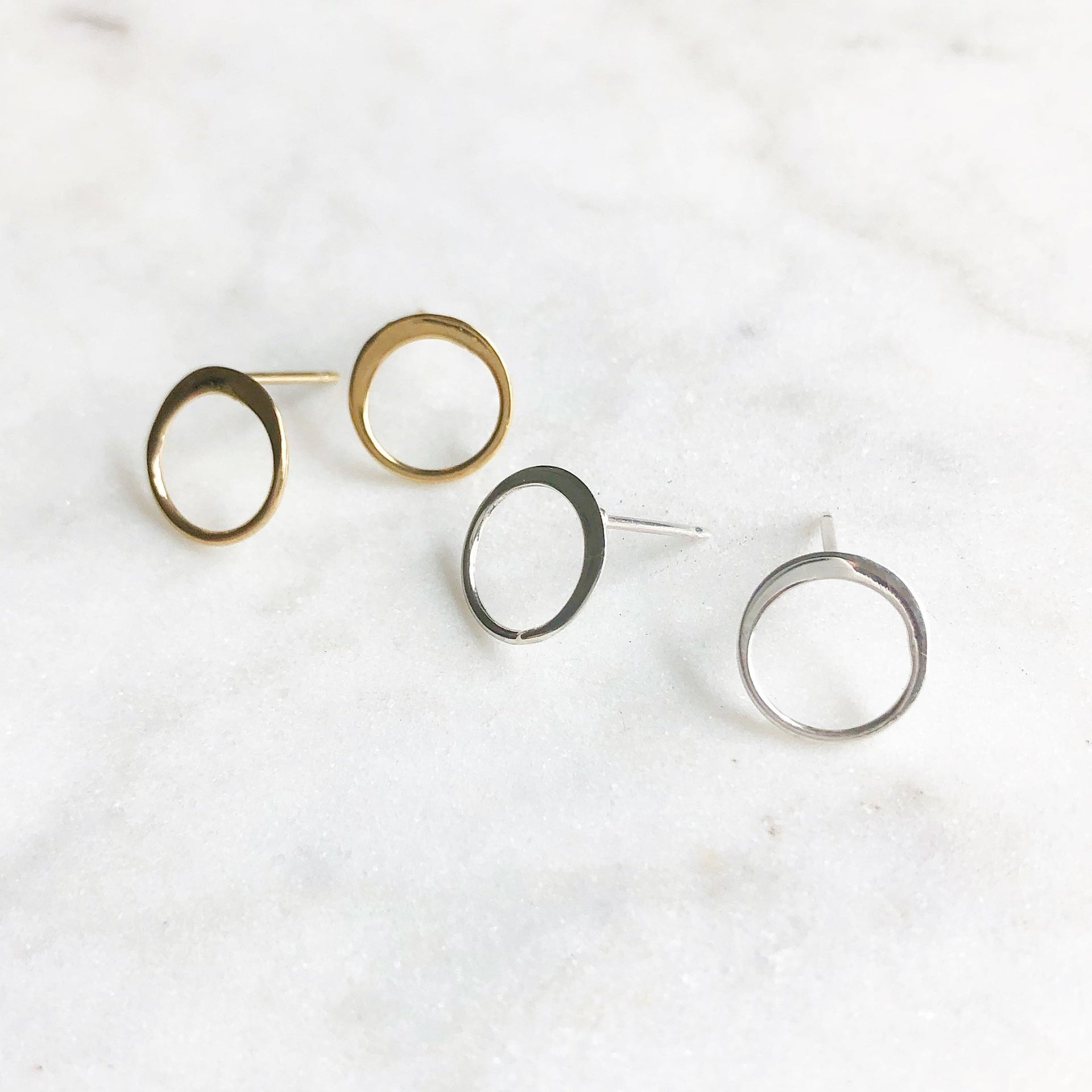 Simple Dainty Everyday Circle Stud Earrings, Sarah Cornwell Jewelry