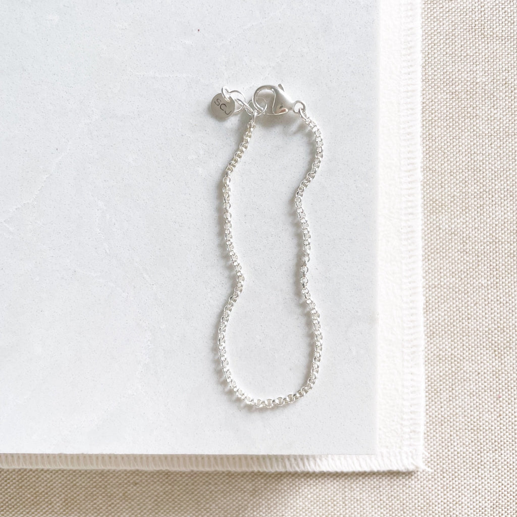 Silver rolo style chain bracelet. Danny Bracelet by Sarah Cornwell Jewelry