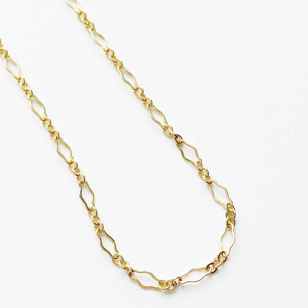Unique shaped links gold layering chain. Halo Chain by Sarah Cornwell Jewelry