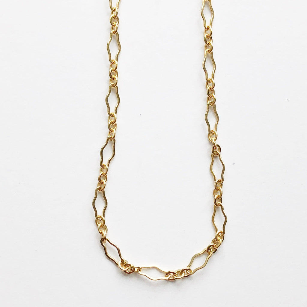 Unique shaped links gold layering chain. Halo Chain by Sarah Cornwell Jewelry