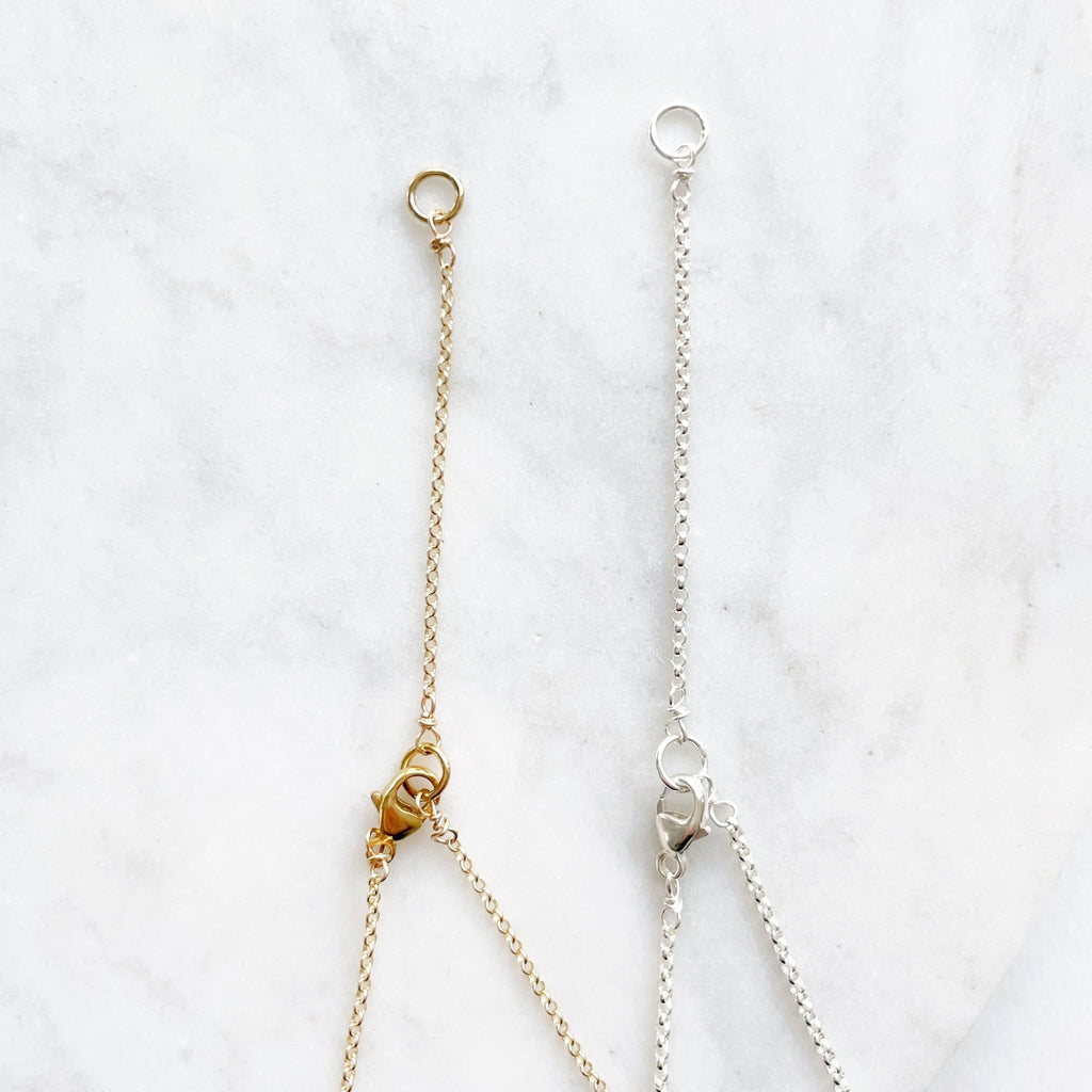 2 gold and silver necklace extenders. Honor Necklace by Sarah Cornwell Jewelry